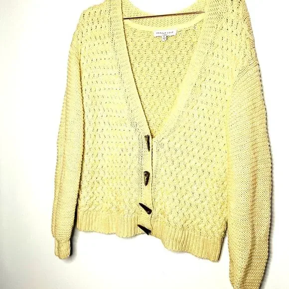 Pamela Love Beige Off-White Knit Fisherman Button Front Sweater Size Small - Picture 2 of 10